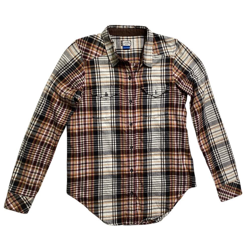 Kavu outdoor wear button up western cowboy long sleeve shirt elbow patch sz XS